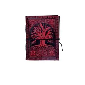 Handmade real leather life of tree print notebook diary spiral notebook leather cover