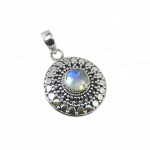 Gran oferta, colgante de piedra lunar arcoíris de Plata de Ley 925, colgantes y dijes de joyería fina de plata de lujo para regalo de mujeres y hombres - Product Image 1