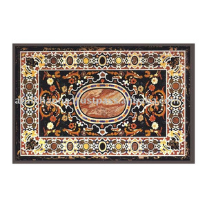 Plateau de Table à manger de style marbre, haut avec incrustation de marbre - Product Image 1