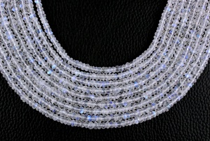 Piedra Lunar Arcoíris Natural Azul Fuego, Forma Rondelle Facetada, Calidad AAA, Brillante, Certificada por Terceros, 4mm, para Joyería - Product Image 5