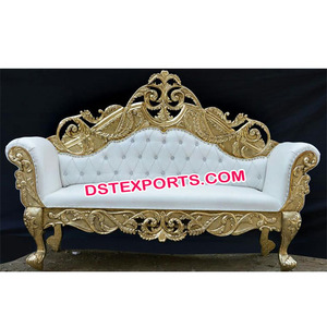 Sofá tallado real de diseño para bodas, muebles de boda de dos asientos de metal latón dorado para bodas, fabricante del Reino Unido - Product Image 1