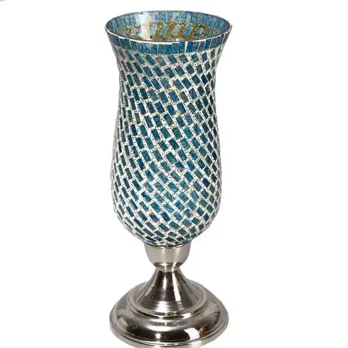 Home Table Top Decoration Latest Design Hurricane Candle Lamp Mosaic Design Glass Chimney Decor Candle Lamp With Best Price