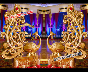 Estatua Decorativa de Pavo Real para Bodas Indias, Estatuas de Pavo Real Doradas de Fibra para Matrimonio, Estatuas de Pavo Real para Bodas - Product Image 1