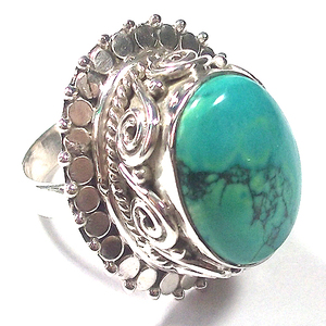 Bague de couleur Turquoise naturelle Semi-précieuse, bijoux en argent 925, vente en gros - Product Image 6