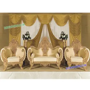 婚礼皇家雕刻金色沙发，设计师重型雕刻金色家具/婚礼夏希王公沙发