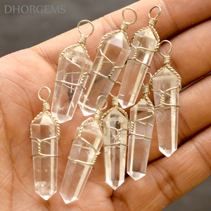 คริสตัล Double Terminated ลวดจี้พลอยคริสตัลควอตซ์จุดพลอยดินสอจุดควอตซ์ดินสอจี้พลอย - Product Image 5