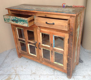 ตู้ลิ้นชักไม้โบราณแบบหรูหราประตูกระจกปรับได้นำกลับมาใช้ใหม่อเนกประสงค์เป็นมิตรกับสิ่งแวดล้อมทำด้วยมือ - Product Image 3
