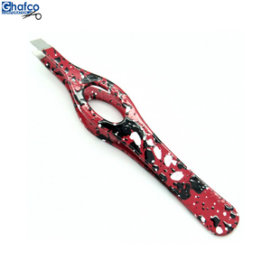 Ensemble de pincettes à sourcils rouges et noires pour femmes professionnelles avec instruments de beauté et de soins personnels à pointe inclinée - Product Image 1