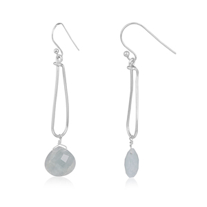 Pendientes de diseñador de piedras preciosas aguamarina con forma de corazón de plata de ley 925, pendientes de moda para compromiso de aniversario de boda. - Product Image 1