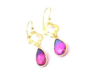 Pendiente de aro de piedras preciosas de cuarzo amatista con corte facetado en forma de pera hecho a mano, accesorios de joyería chapados en oro, diseño elegante, tamaño de cuenta de mm - Product Image 4