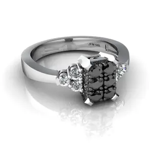 Sertifikalı 0.41 karat doğal siyah ve beyaz elmas 14k katı altın alyans, siyah elmas yüzük, elmas nişan yüzüğü