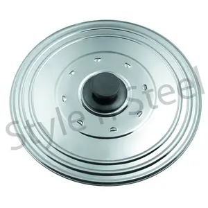 Cubierta con pomos, tapa redonda multiusos, tapa de acero inoxidable para olla de cocina, tapa redonda resistente