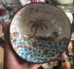 Colored Metallic Lacquered Coconut Shell Bowls Made in Vietnam - Product Image 3