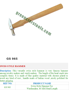Marteau de style suisse GS 965 Outils de bijoux pour outils de bijoux - Product Image 2