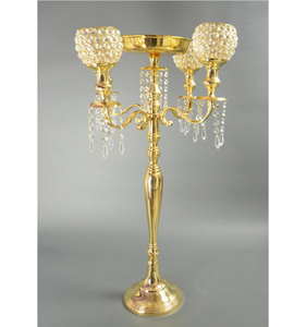 เชิงเทียนคริสตัลโลหะ 4 แขน สำหรับตกแต่งโต๊ะงานแต่งงาน แจกันดอกไม้สีทอง งานแฮนด์เมด เป็นมิตรกับสิ่งแวดล้อม ศิลปะสมัยใหม่ - Product Image 1