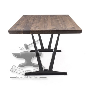 โต๊ะรับประทานอาหารไม้เผาอุตสาหกรรมวินเทจสำหรับห้องนั่งเล่นและห้องครัว - Product Image 2