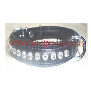Handmade 100% Genuine Indian Leather Dog Collar With Crystal Stones Ready To Export Bulk Quantity