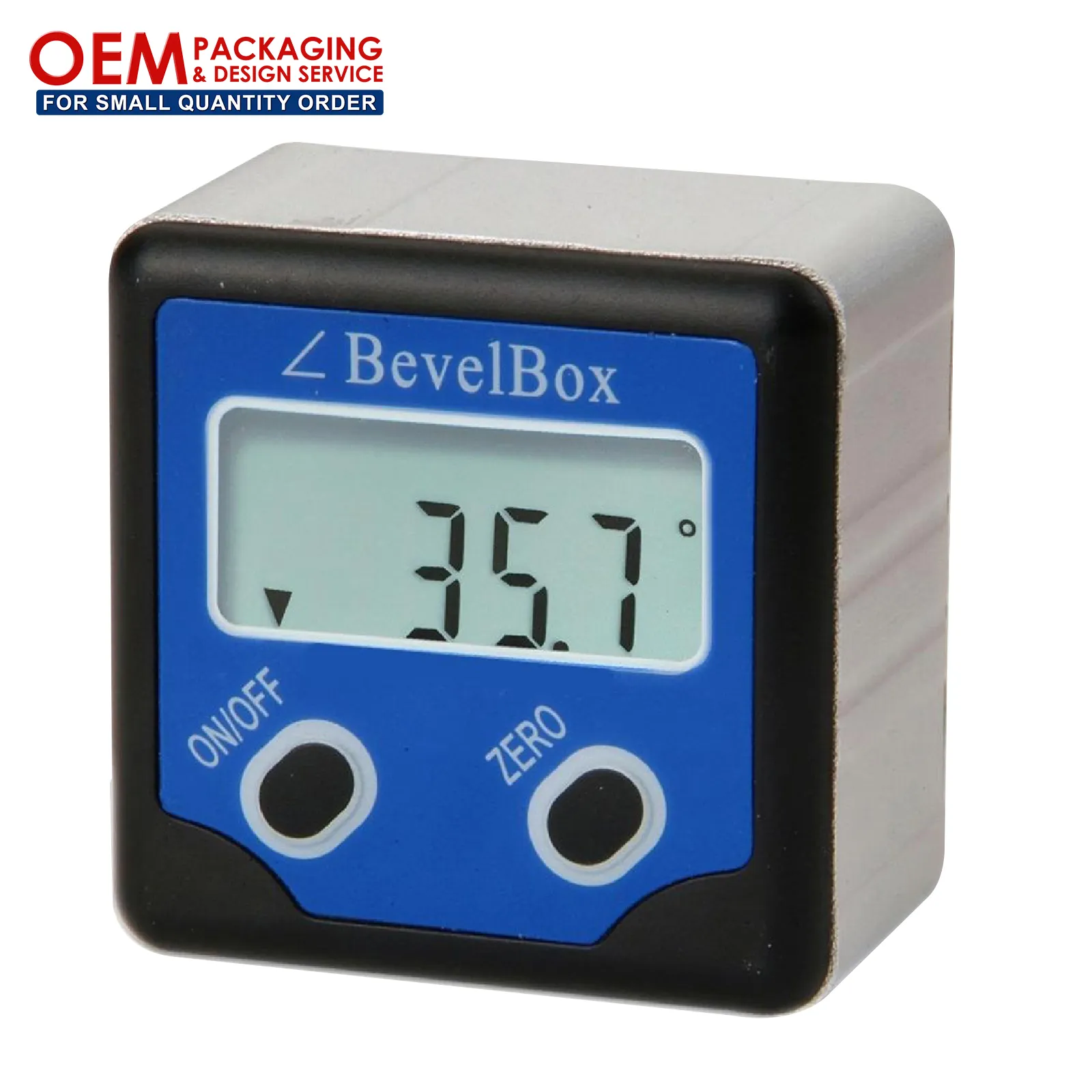 Digital Bevel Box Gauge Angle Protractor Waterproof 3 Strong Disk Magnet 0.1 grad Accuracy (OEM Packaging Available)