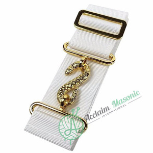 Conjunto de Regalia Masónica: Delantal Blanco, Extensión de Cinturón y Serpiente Dorada - Product Image 1