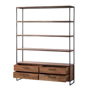 Armadio aperto moderno industriale libreria in metallo e legno di <span class=keywords><strong>Acacia</strong></span> con materiale in ferro per la casa e il soggiorno