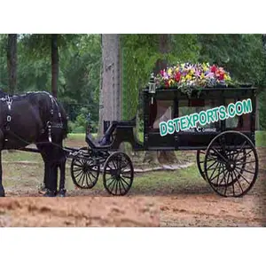 Englisch Funeral Horse Drawn Buggy Kutsche Black Funeral Horse Drawn Carriage Royal Pferde kutschen Hersteller