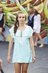 Exclusif été femmes plage couverture tunique coton Bikini maillot de bain avec broderie à la main dentelle décoration tenue décontractée Style - Product Image 3