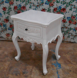 Meubles Indonésie - Meuble de chevet blanc avec 1 tiroir. - Product Image 2