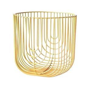 Cesta de almacenamiento de alambre de metal industrial vintage antiguo Fondo dorado para uso doméstico - Product Image 1