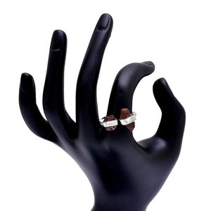 Bague en argent sterling 925 avec pierre précieuse brute grenat rouge plaqué argent bague réglable bijoux bague à la mode pour femmes, filles. - Product Image 2