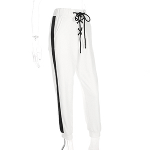 Nouveau design streetwear, pantalon long droit à cordon de serrage, taille haute, respirant, séchage rapide, grande taille, polyester/coton pour femmes - Product Image 6