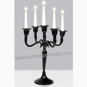 Latest Modern 5-Arm <b>Black</b> Powder Coated Aluminium <b>Candelabra</b> Customized Size Design Party Wedding Decoration Wholesale Available - Product Image 2