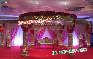 Latest Design Delizio Wedding Mandap Set Golden Carved Mandap New <b>Model</b> Wedding Mandaps - Product Image 3