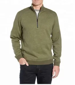 Sweat-shirt trois-quart à col fermeture éclair pour hommes, modèles personnalisés/sweat-shirt sans capuche/coupe-vent, combinaison en molleton