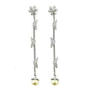 Boucles d'oreilles en zircon cubique et perle brillante gracieuse Design unique 925 bijoux en argent véritable solide magnifique boucle d'oreille - Product Image 2