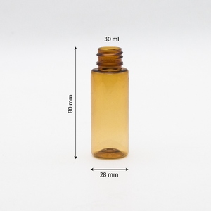 Botella Cilíndrica de Plástico PET Marrón de 30 ml y 20 mm, 6.5 g, para Medicamentos Líquidos, con Tapa de Rosca (Color Personalizado) - Product Image 1