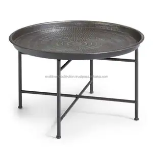 Mobilier d'intérieur et d'extérieur Table basse ronde en métal avec revêtement noir Table basse en vente en grande quantité pour jus de thé