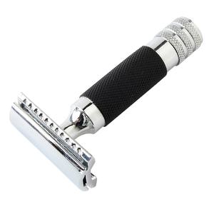 Maquinilla de afeitar de seguridad profesional Black Classic Fat de doble filo con estuche de cuero Pulido/Acabado satinado para hombres - Product Image 2