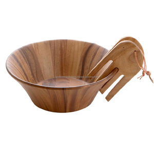 Ensaladeras de madera, cuencos de madera para servir, artículo de vajilla de madera, ensaladera, cuenco de madera único con servidor, cuenco de sopa, cuenco de diseñador - Product Image 1
