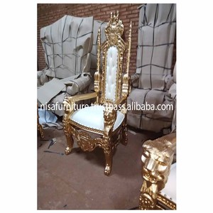 เก้าอี้ราชบัลลังก์ทรงราชาสิงโตฝรั่งเศสโบราณขนาดกลางใส่สบายทำจากโฟมไม้แข็งเนื้อผ้าหุ้มหนังสำหรับงานแต่งงาน - Product Image 4