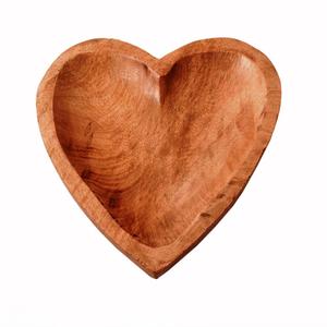 Heart Shaped Wooden Serving <b>Plate</b> Handmade Solid Wood Dish For <b>Snacks</b> Fruits Minimalist Design - Product Image 1