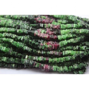 Natural Faceted Ruby Zoisite Stone <b>Beads</b> 5mm <b>Heishi</b> Shape 16 Inch Loose Strands for Jewelry Making - Product Image 1