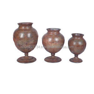 Luxurious Design Decorative <b>Vase</b> Rough Casted Table Flower <b>Vase</b> <b>Set</b> <b>of</b> <b>3</b> Base Round Metal Flower <b>Vase</b> - Product Image 1