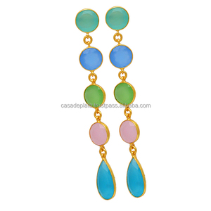 925สเตอร์ลิงสีเงินหลากสีควอตซ์ชุบทองตุ้มหูทันสมัยโรแมนติกทันสมัยสำหรับวันครบรอบแต่งงานสำหรับผู้หญิง - Product Image 1