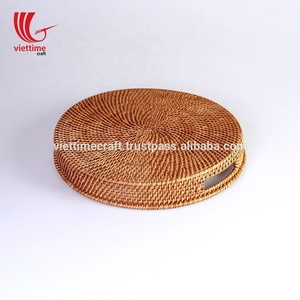 Ronda de color miel de mimbre bandeja/Natural de mimbre, cesta de mimbre, - Product Image 5