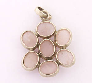 งดงาม A + ธรรมชาติโรสควอตซ์อัญมณี 925 จี้เงินสเตอร์ลิง 2 นิ้วเครื่องประดับยาวขายส่งราคา - Product Image 3