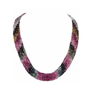 Fabricant de bijoux. 925 Fermoir en Argent Sterling Précieux Multi Saphir 5 Brins Collier - Product Image 1