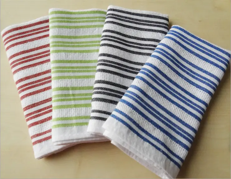 Double warp double weft yarn-dyed striped tea towel kitchen towel dish towel in stock