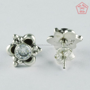 925 <b>Sterling</b> <b>Silver</b> Vintage Earrings CZ Stone <b>Studs</b> for Weddings Anniversaries Parties-Indian <b>Silver</b> Jewelry Wholesaler Supplier - Product Image 3
