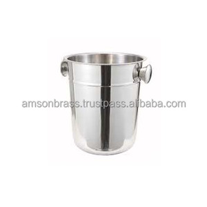 Enfriador de vino de hierro de Metal brillante plateado, cubo de hielo con mango de anillo, enfriador de vino pequeño, enfriador de vino de acero inoxidable - Product Image 2