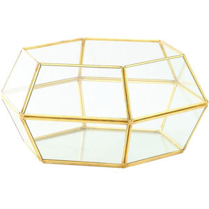 Wholesale SANGHAVI Traditional Design Brass Antique Gold Rectangle Shape Terrarium Tabletop <b>Glass</b> Crystal <b>Vase</b> Customizable Size - Product Image 4